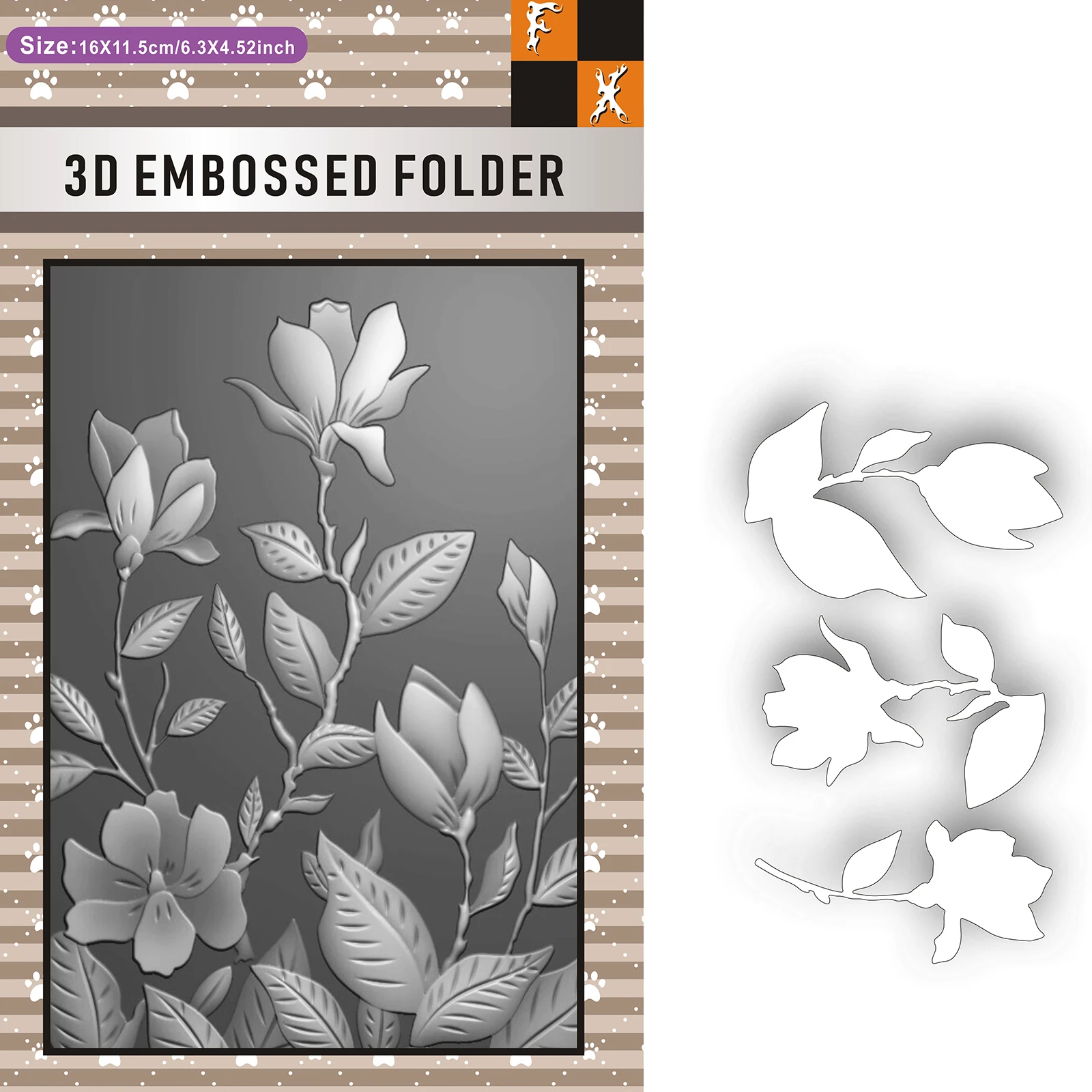 Strange Magnolia 3D Pressed Flower Folder & Cutting Mold 2-Piece Set, for Card Making, Scrapbooking, DIY Crafts, and Decorative