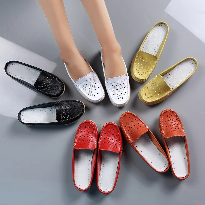 Summer New Women's Wedge Shoes Female Round Toe Hollow Out Casual Half Slippers Moccasins Leisure Ladies Slip on Sneakers Mules