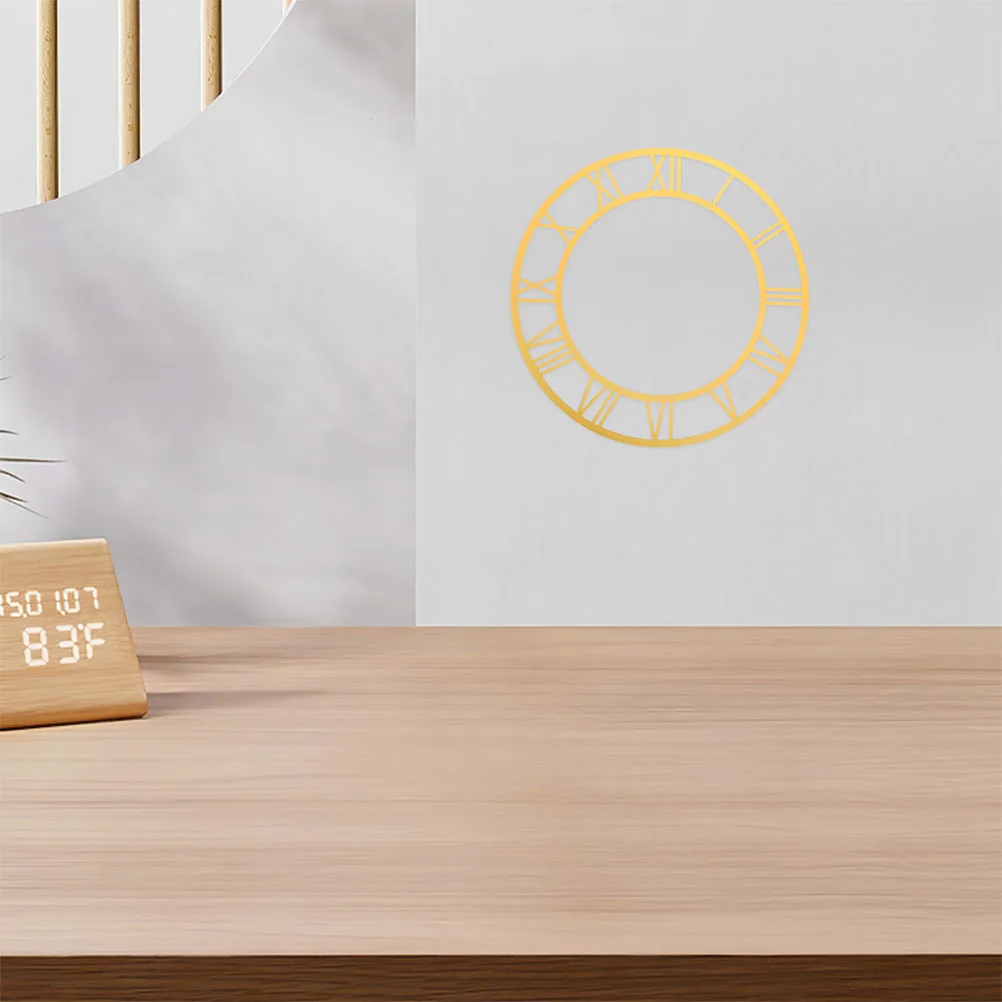 

2pcs Decorative Clock Face Decal Roman Numerals Round Acrylic Mirror Wall Dials DIY Home Adhesive Sticker Easy Installation