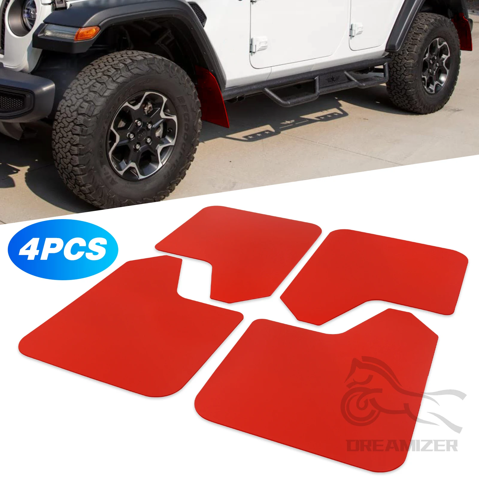 4 PCS Splash Guards Mud Flaps Car Mudguards Fender Cover Flares W/Hardware Universal Front Rear RED Accessories