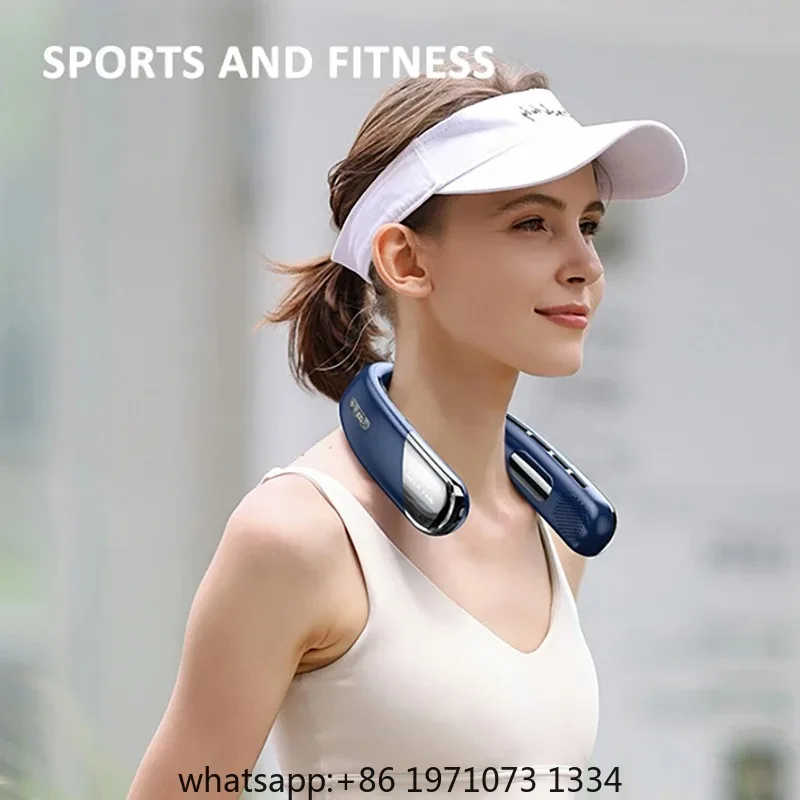 1PC Wearable Neck Fan, Portable Air Conditioner with LED Display Screen, 360° Surrounding Wind, 2400mAh, 5 Gears, Low Noise