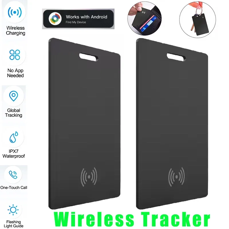GPS Smart Tag Wallet Anti-loss Card Android Location Tracking Work With Google Find My App Bluetooth Device Wireless Charge Find