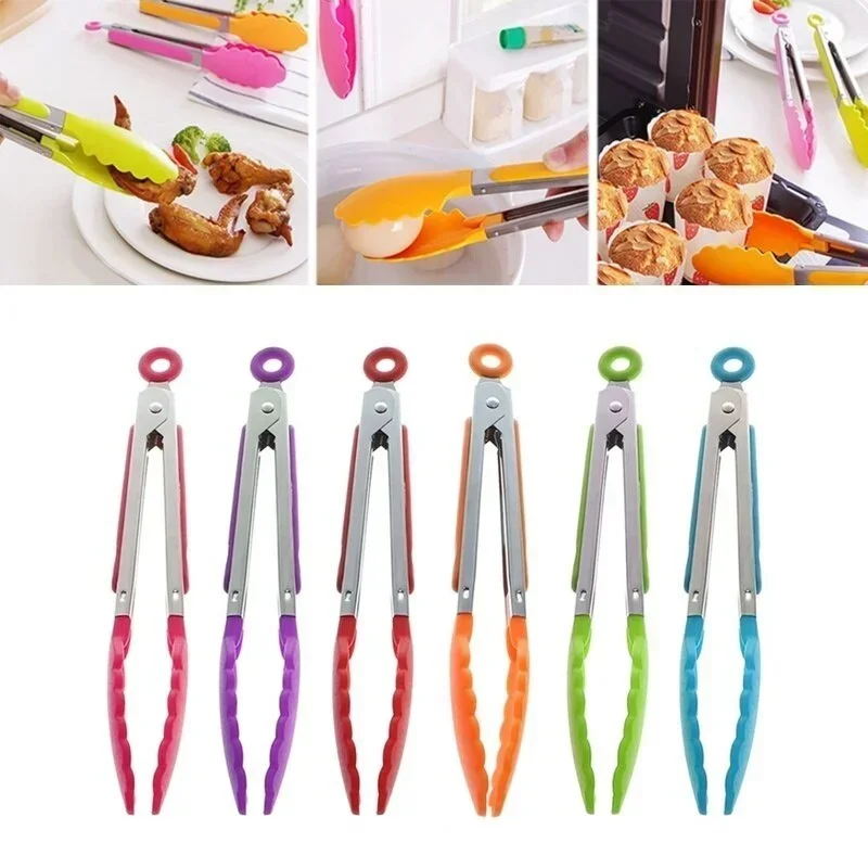 Silicone Food Clip Home Kitchen Stainless Steel Heat-resistant Clip Barbecue Clips Steak Fried Fish Bread And Barbecue Clips New