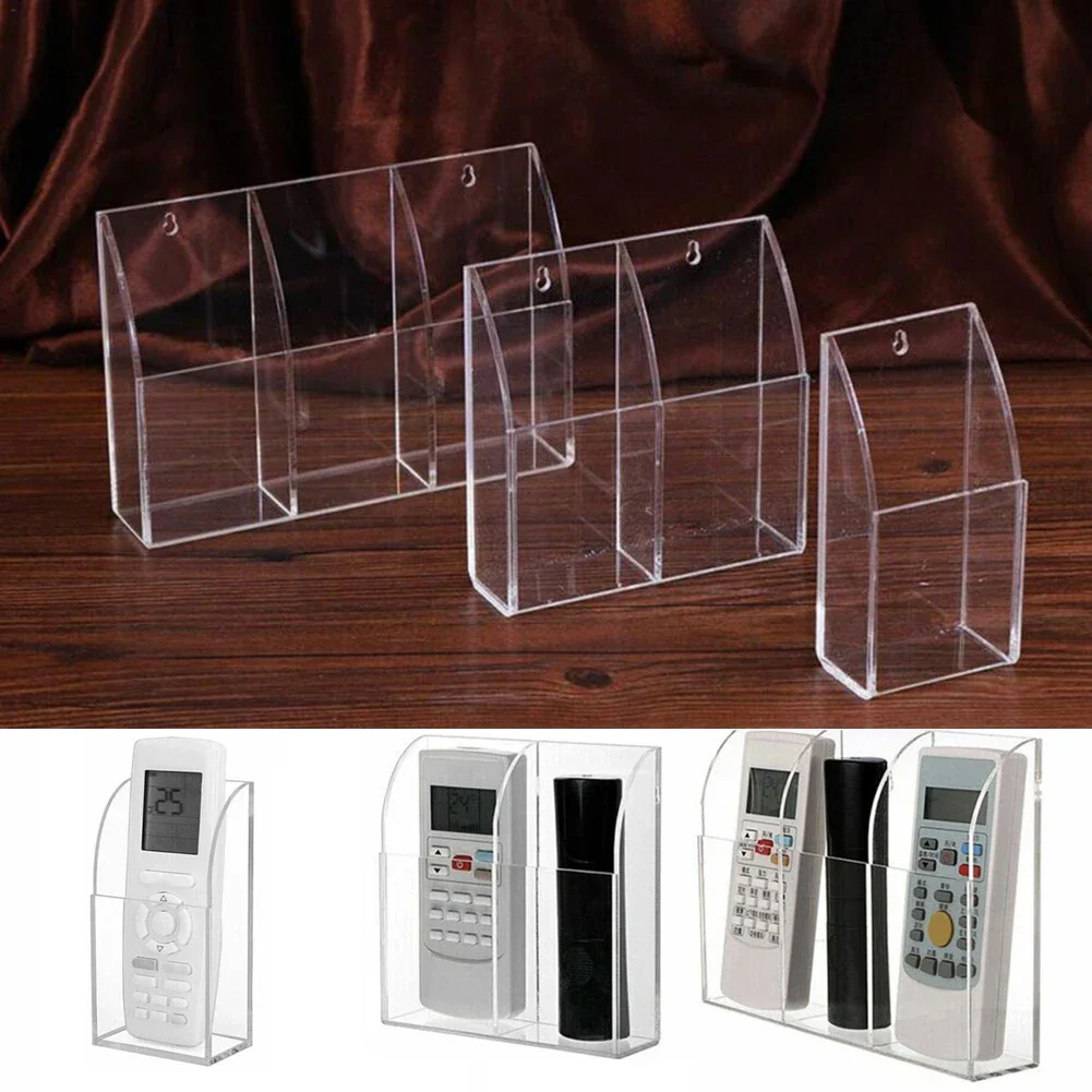 

Home Storage Organization TV Air Conditioner Remote Control Holder Phone System Case Acrylic Hung On The Wall Mount Storage Box