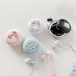 Portable Wired Earphone with Cartoon Prints Microphone Storage Case Universal In-Ear Headset Music Earphone Gaming Headphones