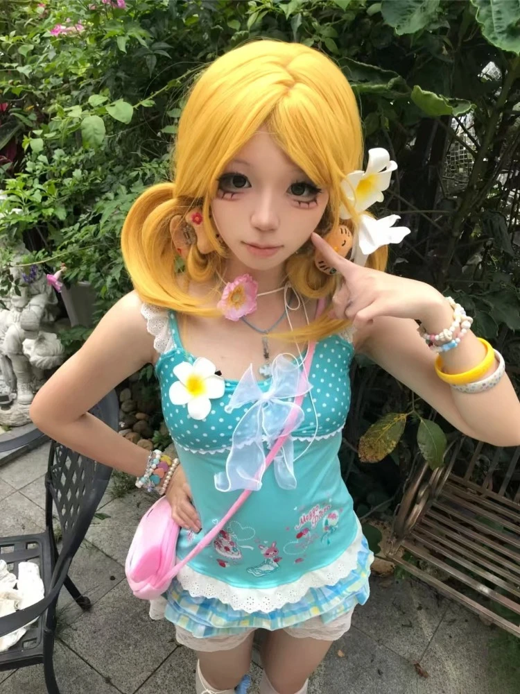 Sweet Ruffle Blouse Women Vintage Japanese Lolita Y2K Fairy Harajuku Short Sleeve Top Daily Street Casual Summer Fashion Wear