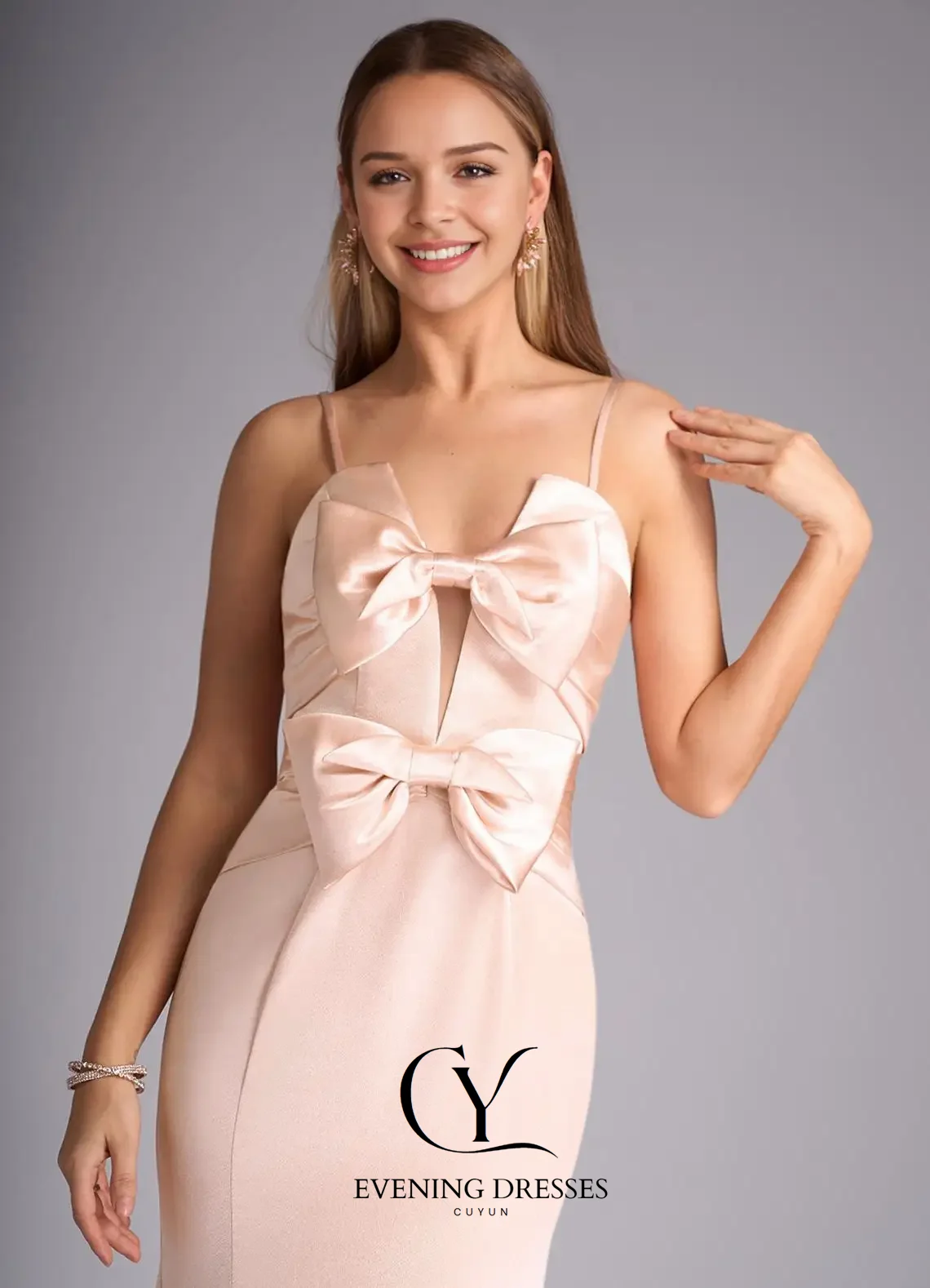 CUYUN-vestidos de noche elegantes de satén de sirena para mujer, vestido de fiesta con tirantes finos y lazo, vestido de fiesta personalizado para ocasiones especiales
