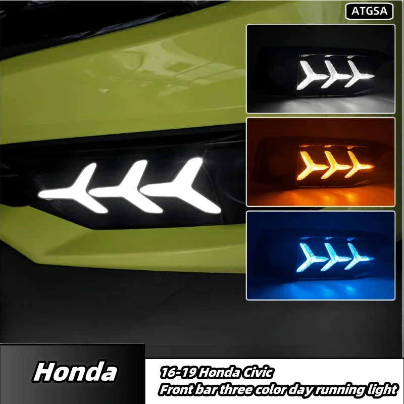 

f0r Honda десять поколений Civic дневные ходовые огни модифицированные светодиодные фонари заднего бампера дневные ходовые огни стример рулевое управление