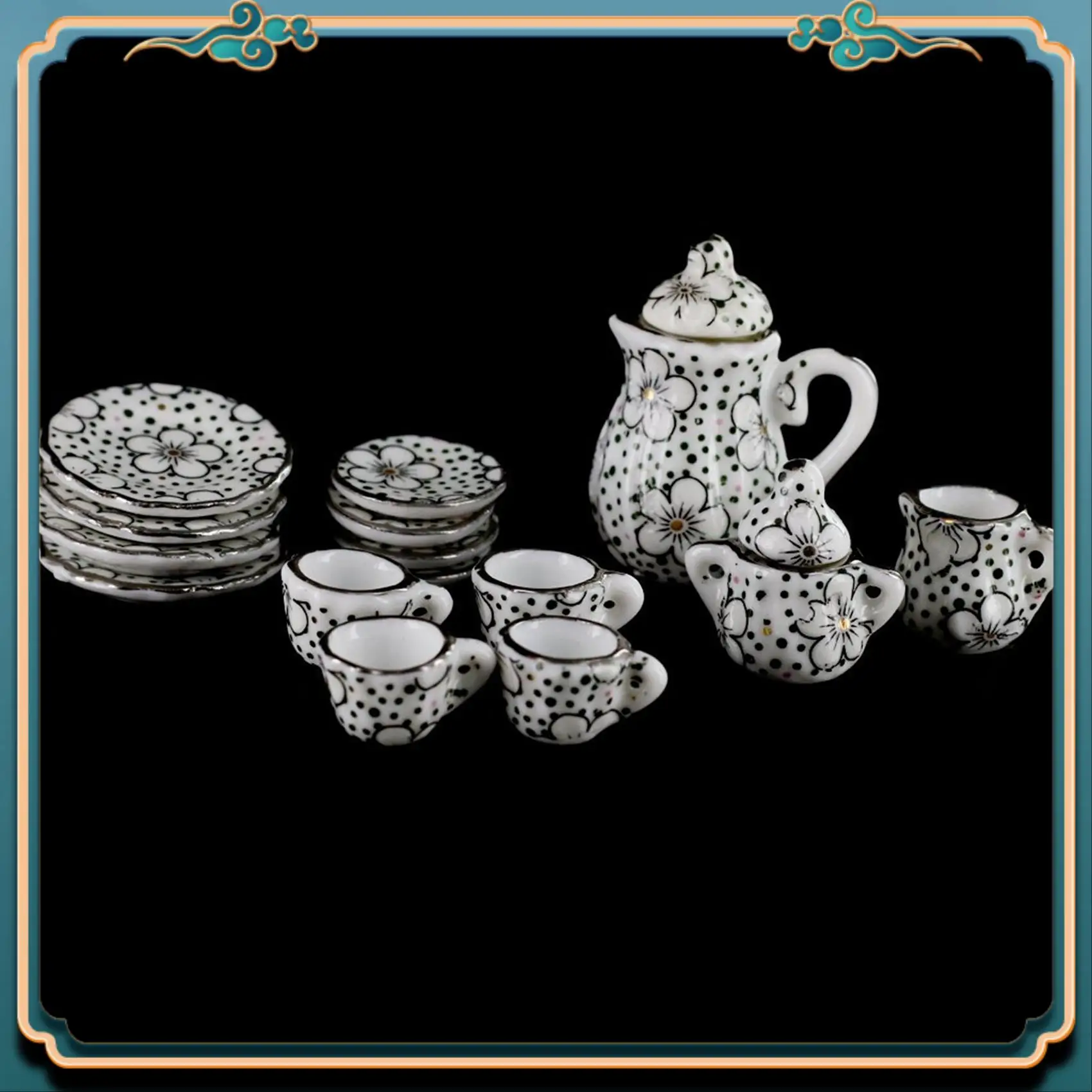 

ABJG-2X Porcelain Tea Set Eating Utensils 15Pzs Daisy Pattern