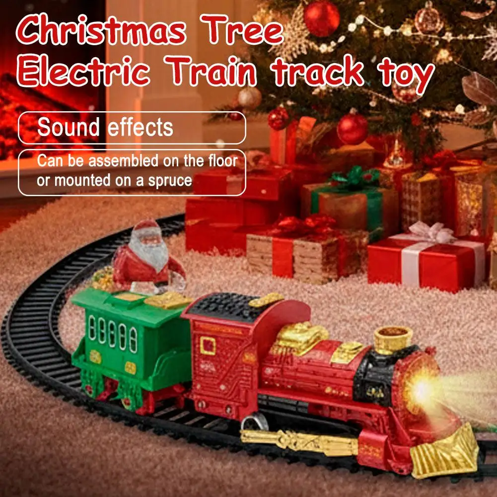 Train de noël électrique pour enfants, jouet sur rail 3d avec musique et lumières Led, cadeau éducatif pour enfants, vacances d'anniversaire K8y3