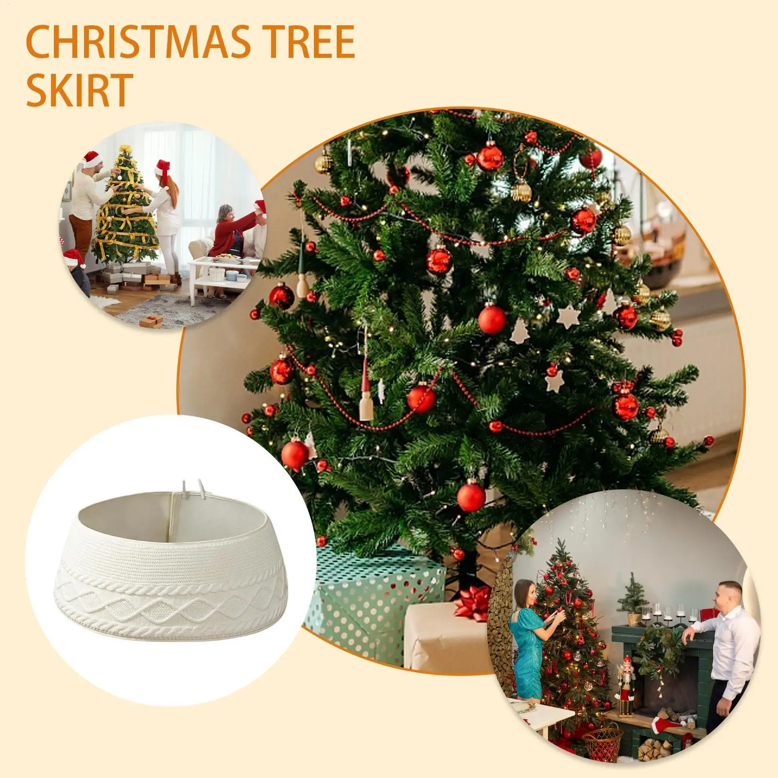 

Christmas Tree Collar Cream White Rustic Farmhouse Tree Skirt Alternative Farmhouse Rustic Stand Base Cover For Apartment Living
