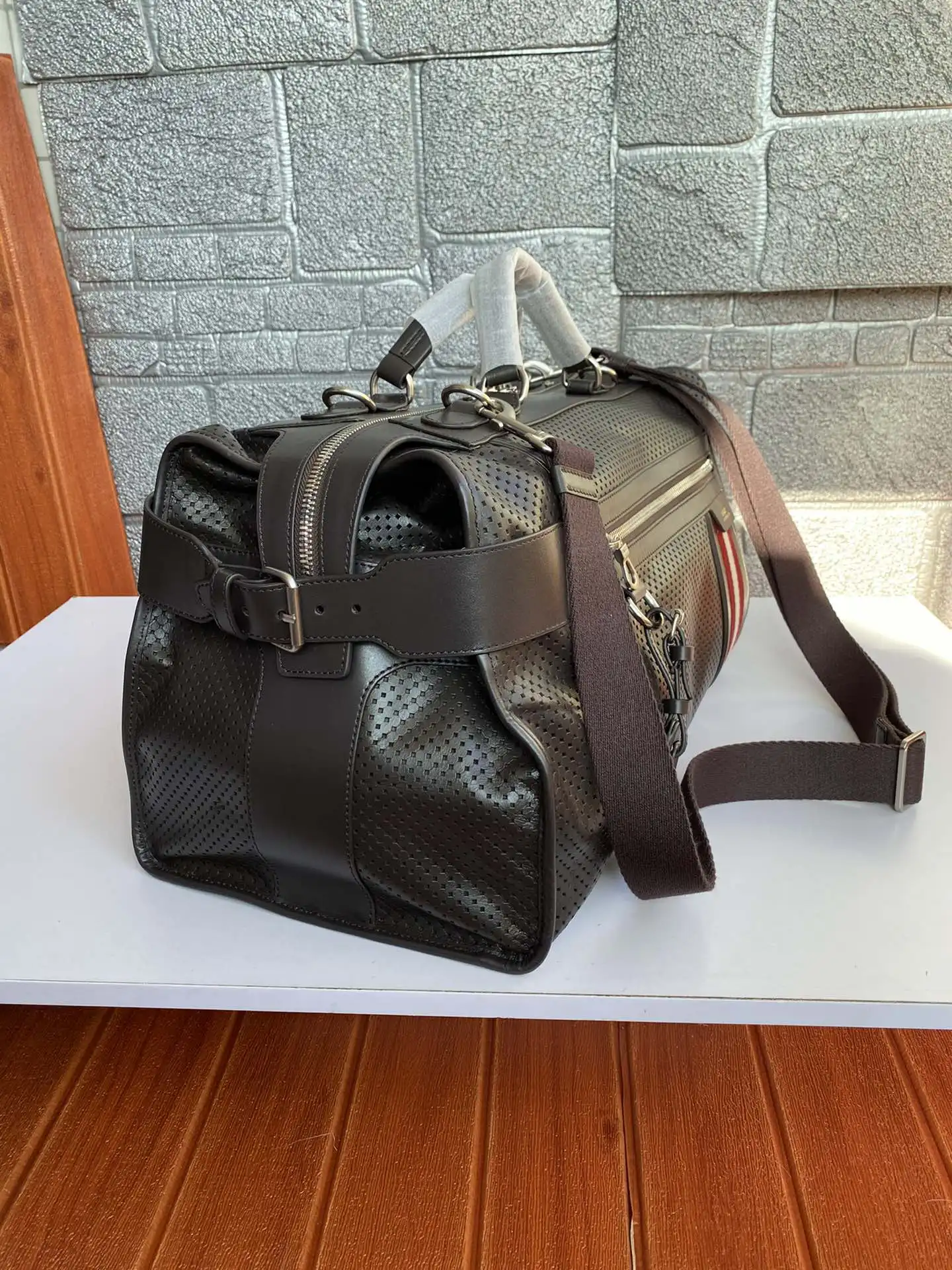 Bolso de viaje de cuero de vaca con cremallera para hombre, bolsa de viaje de cuero de vaca, bolso de viaje cruzado, diseño B, moda de negocios