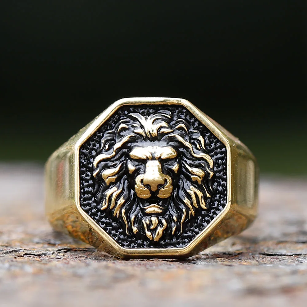 2023 Detailed Stainless Steel 3D Lion Head Rings For Men Women Punk Trendy Domineering Vintage Animal Jewelry Gift Free Shipping