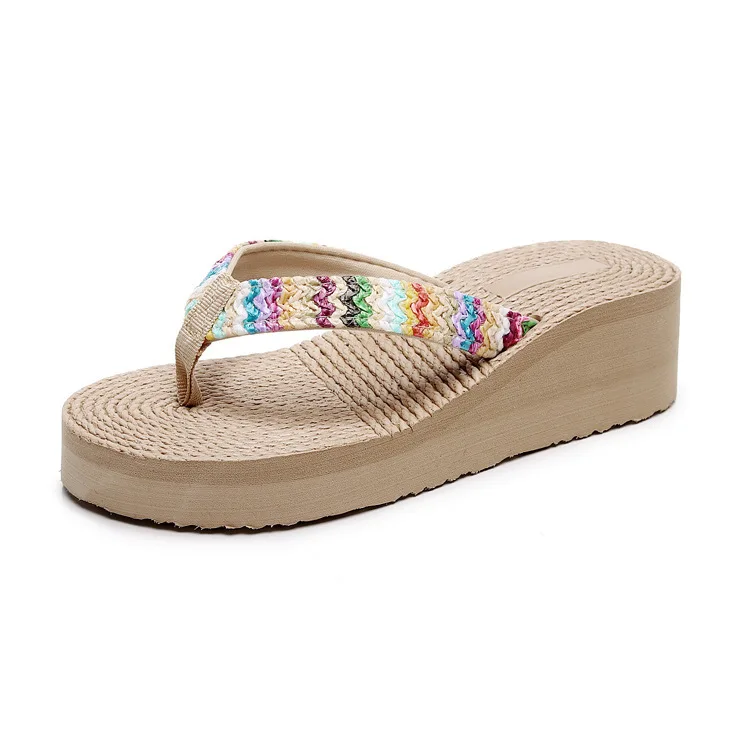 

2025 Fashion Women Flip Flops Summer Beach Platform Slippers Casual Outside Wedges Sandals Summer Women Shoes