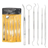 Wholesale 6pcs Medicals dentals Dentist Prepareds Tool dentals Mirrors Stainless Steel Set Tooth Care Kit