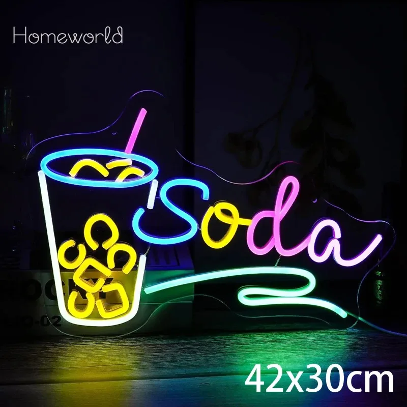 

Soda Neon Sign LED Neon Light for Bar Business Kitchen Wall Art Decor for USB Powered for Bedroom Birthday Party Decor