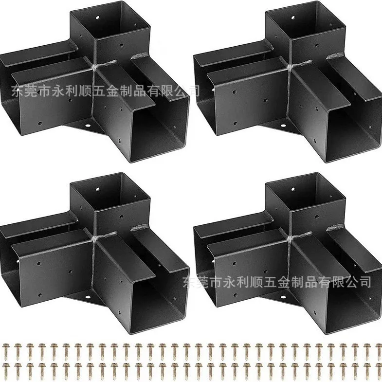 Dongguan factory direct sales cross-border outdoor pergola bracket 4 × 4 6 × 6 angle bracket pergola bracket steel and wood