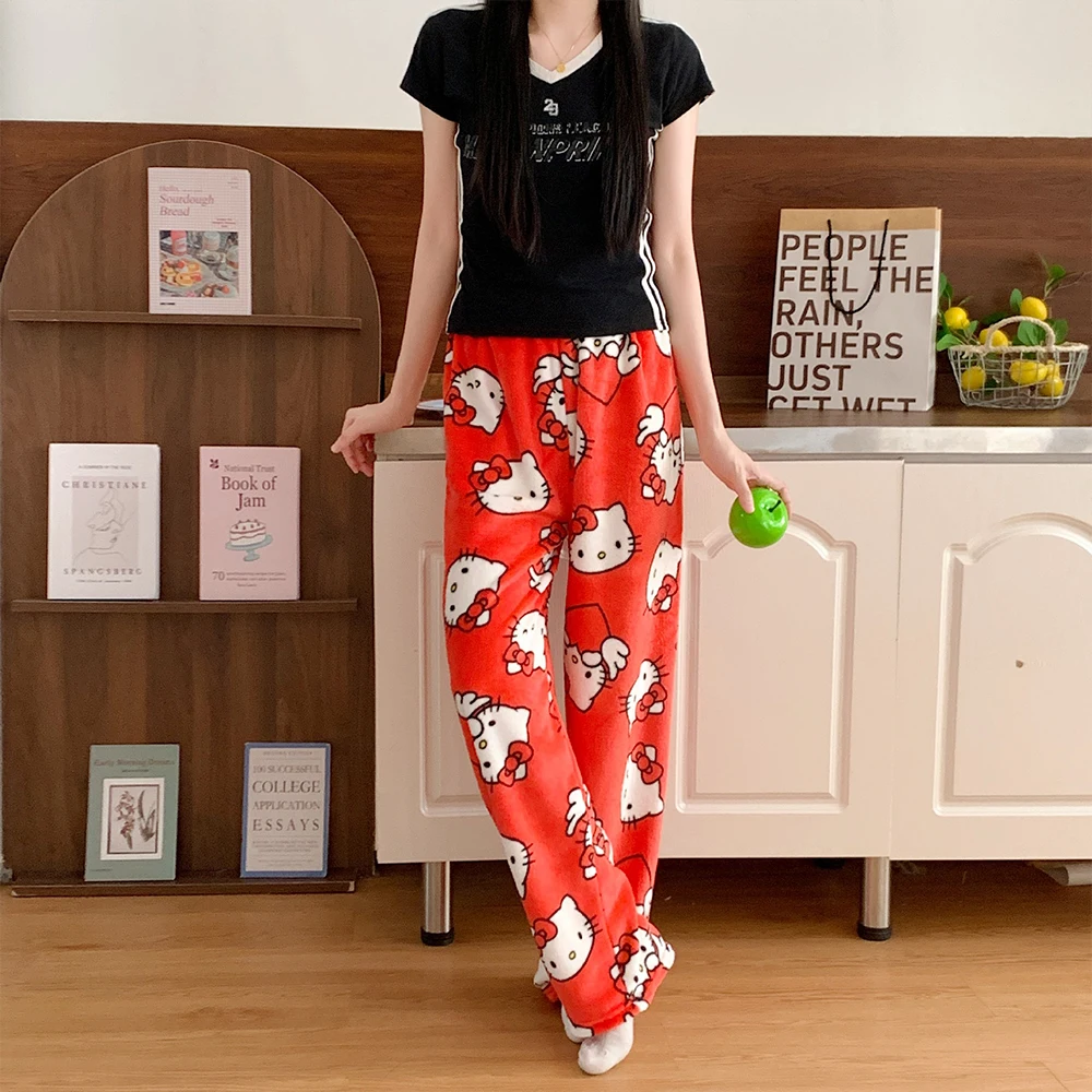 الكرتون غرزة المرأة الشتاء السراويل القطيفة سانريو سينامورول أنيمي الشتاء لينة سميكة الراحة فتاة طالب السراويل الدافئة الناعمة