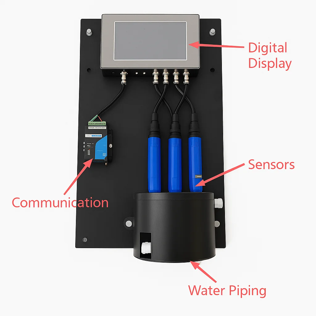 Online RS485 output water quality monitoring, turbidity sensor display controller analyzer