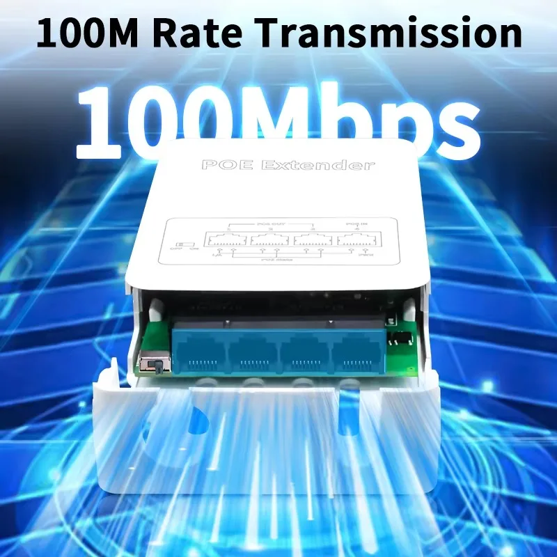 KEBIDUMEI Waterproof POE Extender 4 Port Repeater 3 Port 100Mbps Outdoor Rainproof Network DC44-57V for POE Camera Wierless AP
