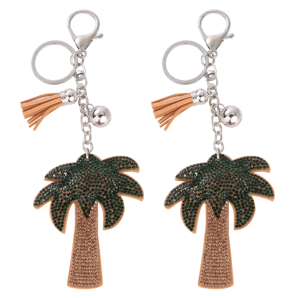 Fashion Creative Coconut Tree with Full Crystal Rhinestone Keyrings Key Chains Rings Holder Purse Bag For Car Lovely Keychains