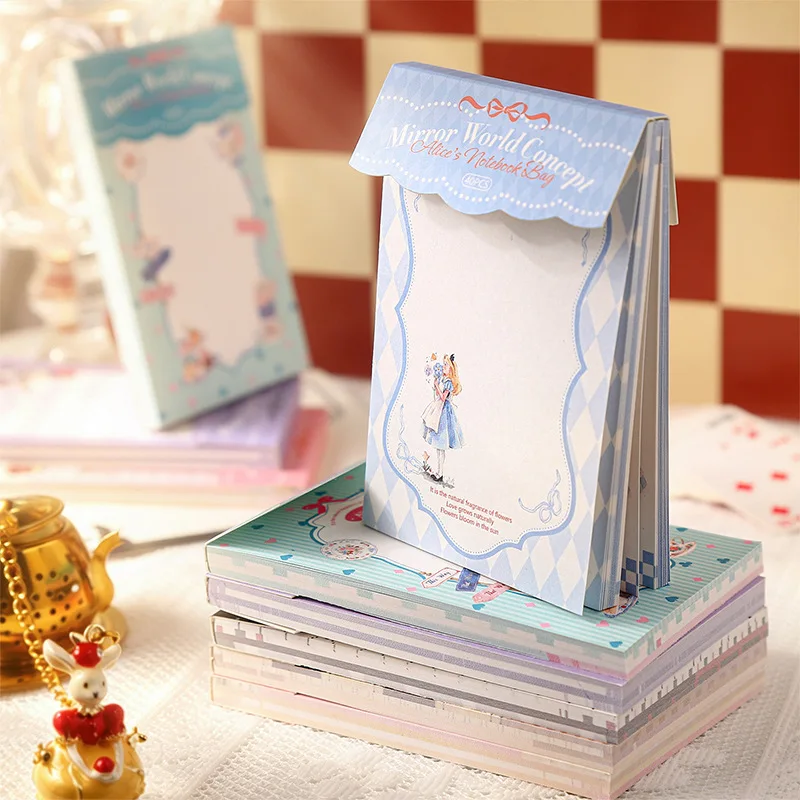 30pcs/lot Memo Pads Material Paper Mirror Wonderland Junk Journal Scrapbooking Retro Background Decoration Paper