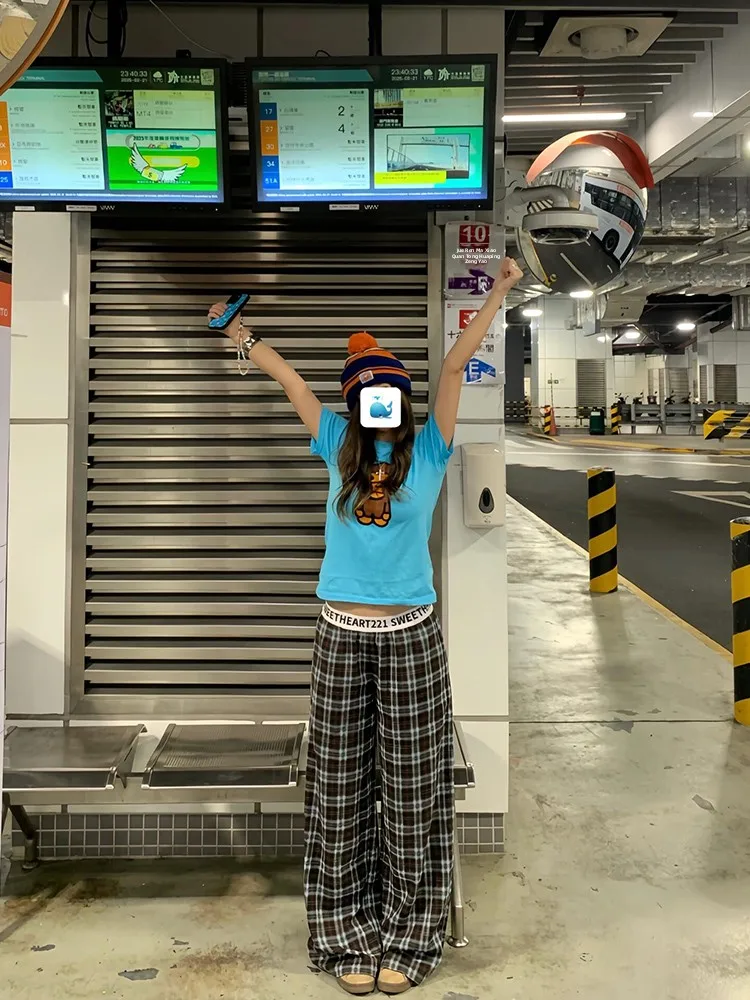 T-shirt ort Sve slim fit da donna in cotone estivo Street Sle Cartoon Monkey Print Top Ultra carino Faionable Casual irt