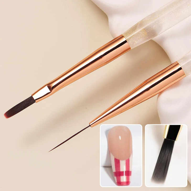 1/2Pcs French Plaid Nail Art Brushes Set Line Grid Pattern Drawing Pen For DIY UV Gel Extension Painting Supplies DIY Design