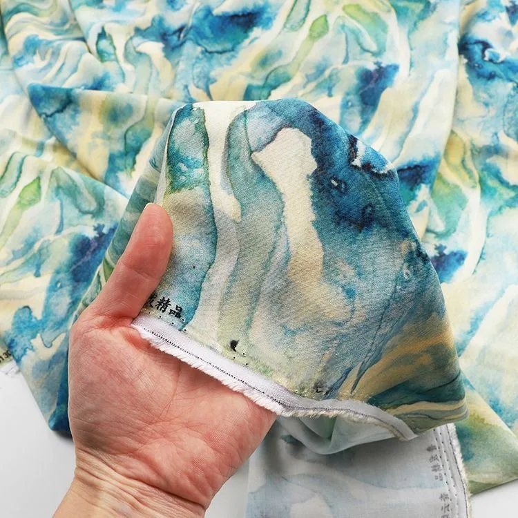 Thin Printed Floral Pattern Dresses Fabric Rayon By Meter for Skirts Cheongsam Sewing Flower Soft Textile Breathable Comfortable