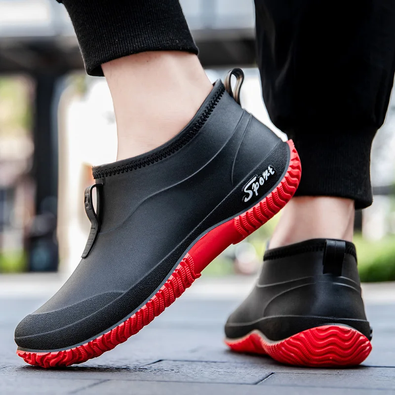 

Mens Waterproof Garden Shoes Non Slip Ankle Rain Shoes Slip on Rubber Chef Work Footwear Outdoor Rain Shoe for Farming2026