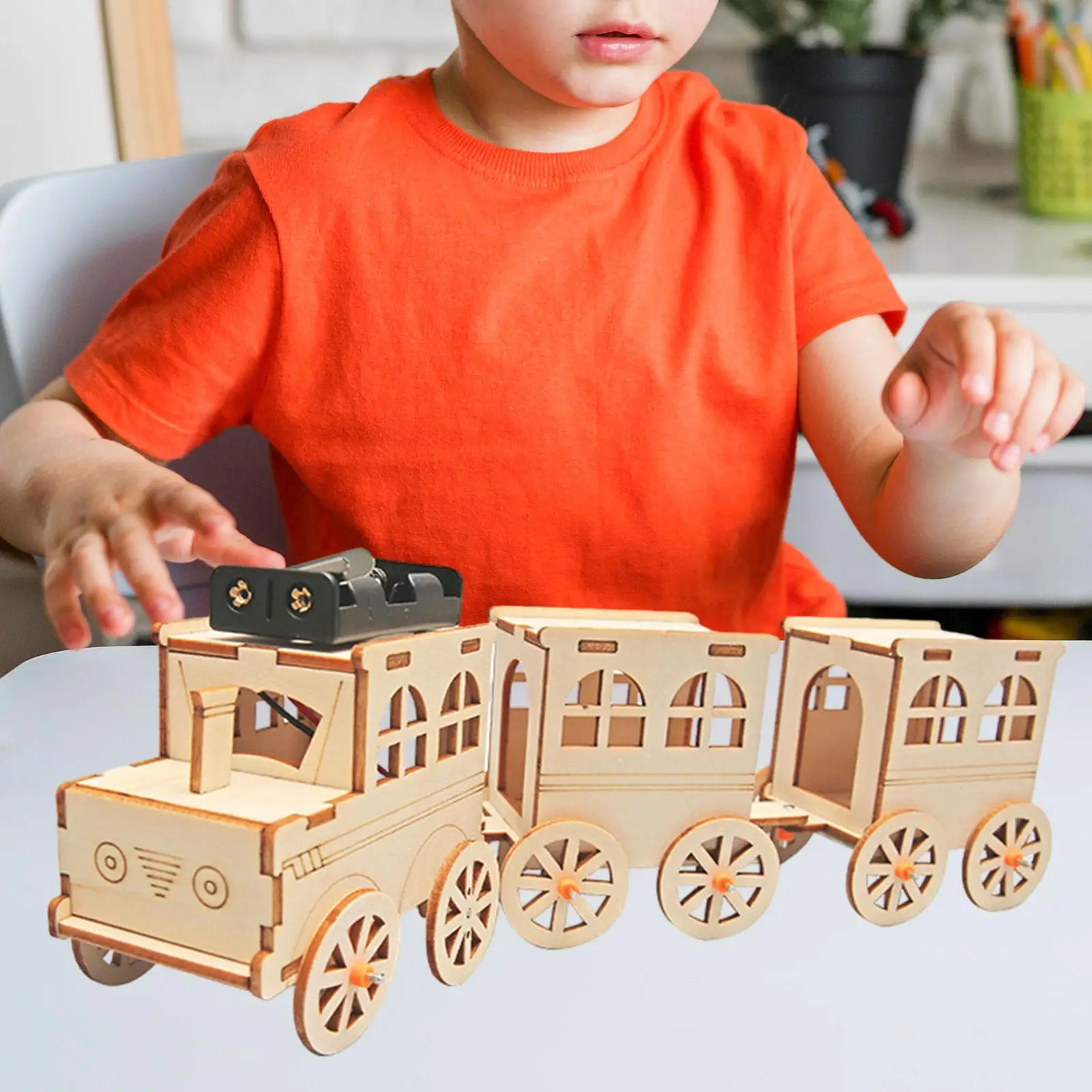 Kit modello di treno piccolo kit di costruzione stelo autoassemblante per bambini