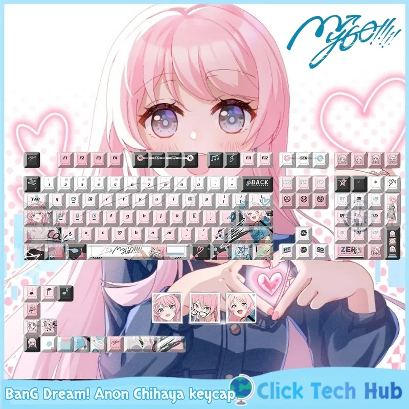 BanG Sonho! MeuGO!!!!! Anime temático keycaps Anon Chihaya personagem keycap PBT lado positivo esculpido tampa chave mecânica transparente