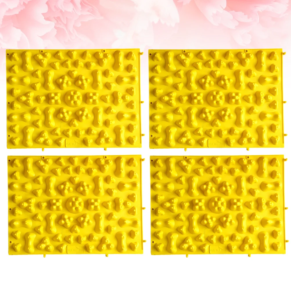 

4pcs Foot Massage Mat Yellow Reflexology Acupressure Plate Tpe Pebble Massage Tool For Blood Circulation Fatigue Relief Office