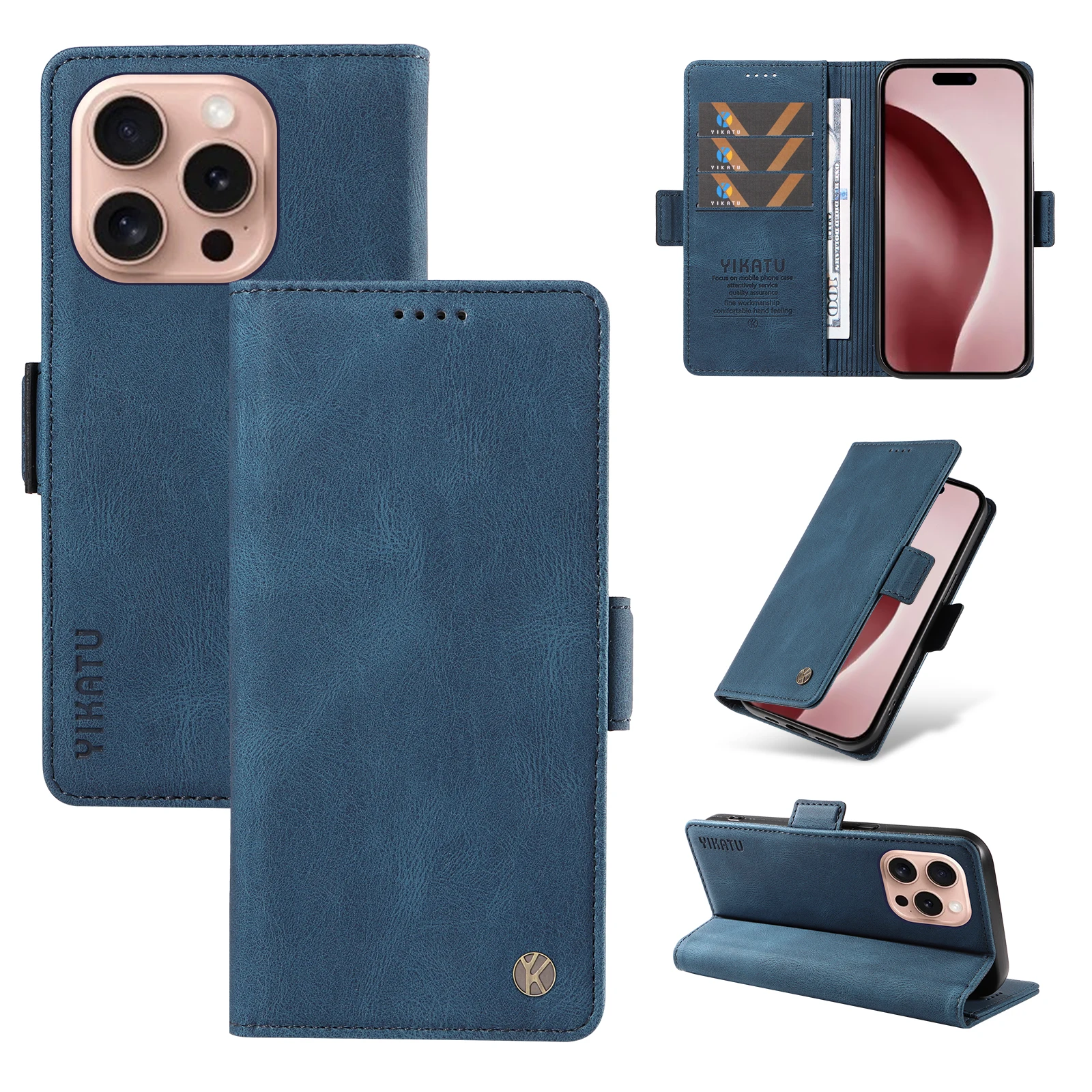 YIKAYU Mobile Leder Tasche Abdeckung Haut Stehen Karte Halter Brieftasche Telefon Fall Für iPhone X XS XR 11 12 13 14 15 Plus 16 Pro Max