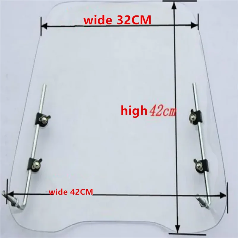 Universal Scooter Windscreen Deflector Motorcycle Windshield Street Glide Windshield Wind Deflector Wind Shield 420*420*3MM