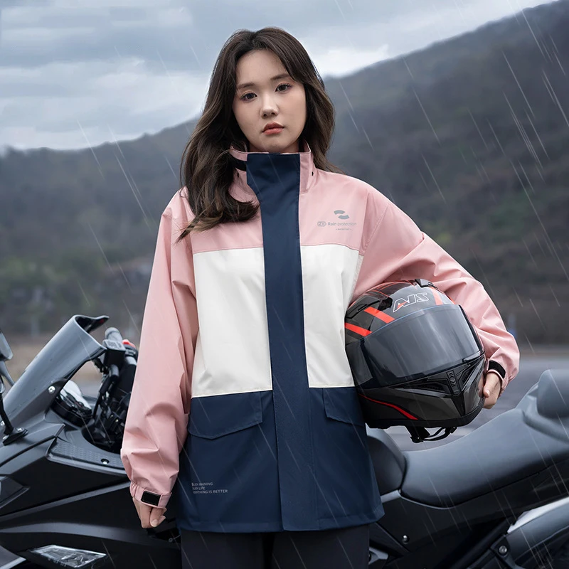 Outdoor Riding Raincoat and Rain Pants Suit for Men and Women Full-body Rainproof Electric Motorcycle Jacket Waterproof Jacket