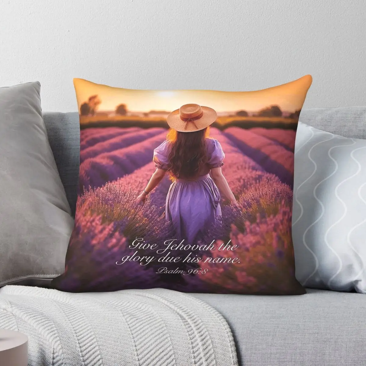 Give Jehovah The Glory Due His Name Pillowcase Polyester Linen Velvet Pattern Zip Decorative Throw Pillow Sofa Cushion Cover 18