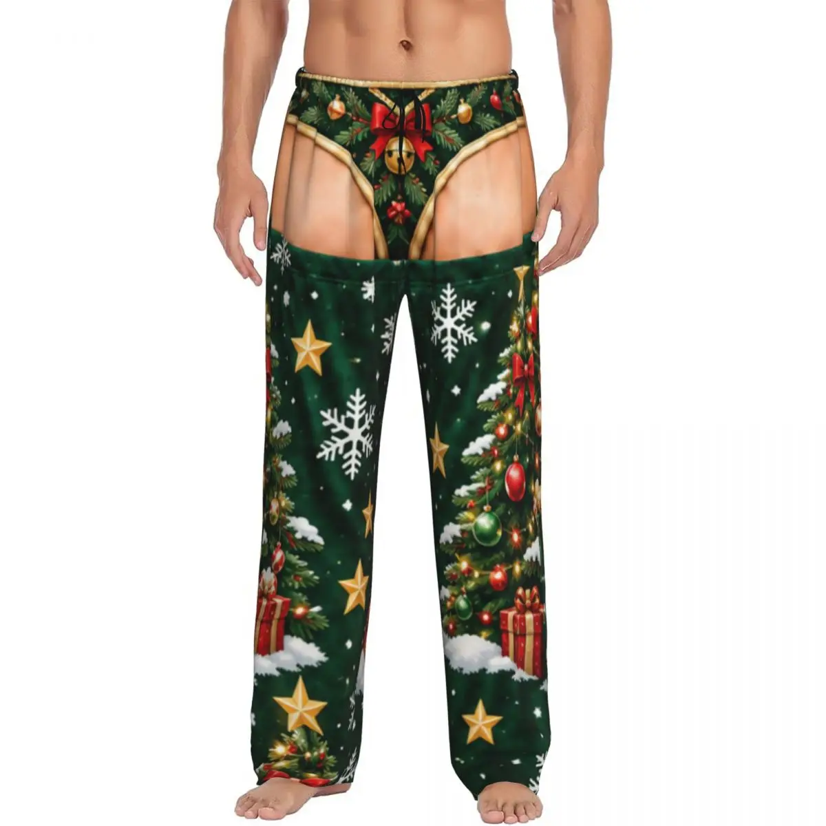 Merry Christmas Santa Claus Snowman Men's Comfy Pajama Pants Sleep Bottoms Pants Wide Leg Lounge Pant