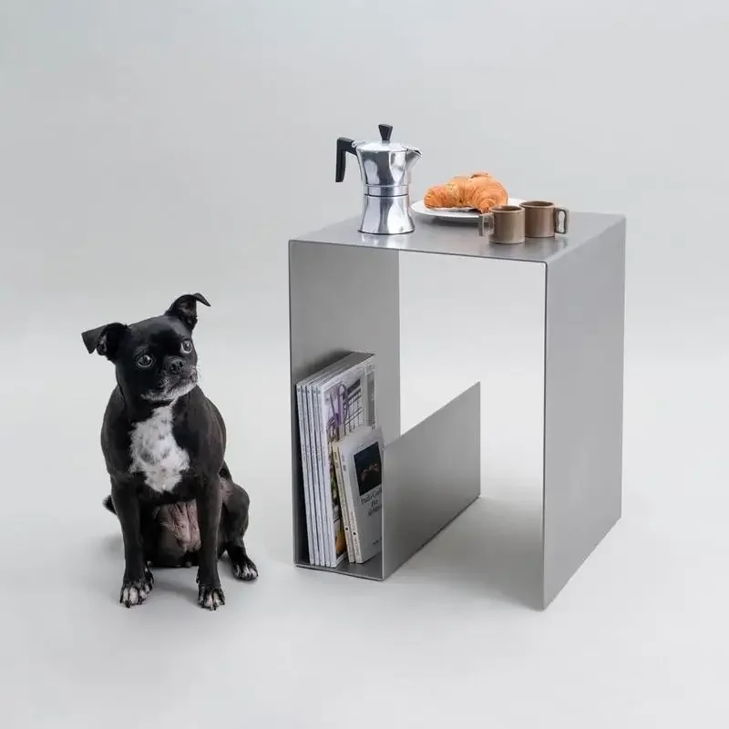 ตู้ข้างโซฟาสแตนเลส ดีไซน์สร้างสรรค์ สำหรับใช้ในบ้าน อพาร์ทเมนต์ขนาดเล็ก ตู้ข้างเตียง โต๊ะน้ำชาเหล็กทรงสี่เหลี่ยมสำหรับระเบียง