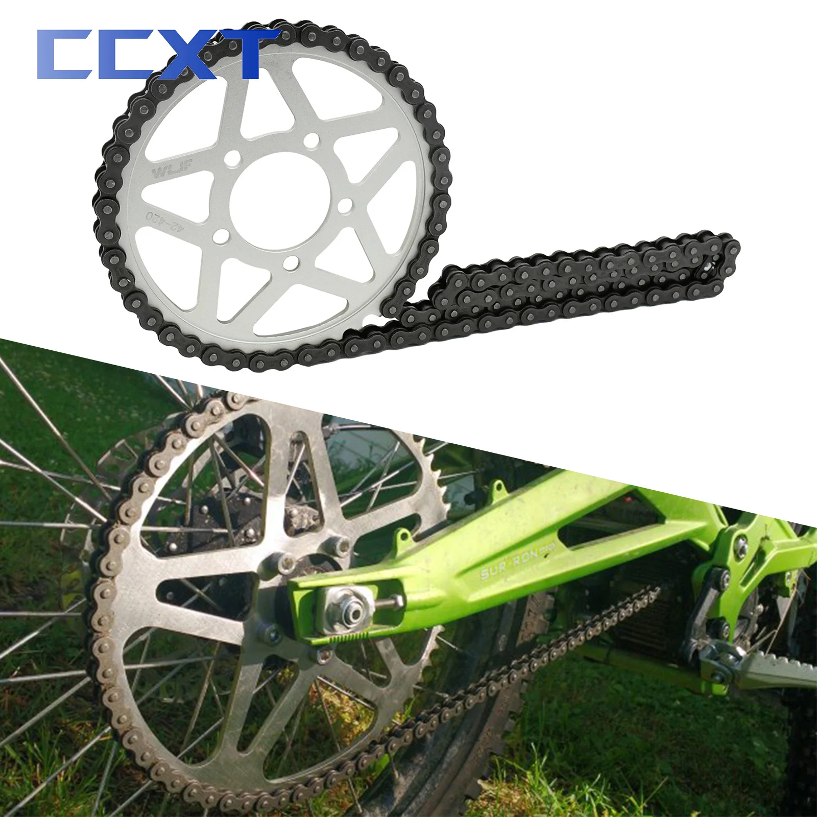 Electric Motocross Dirt Bike 42T Chainring Sprockets 102L 102 Section Ordinary Chain For Sur-Ron Light Bee S & Light Bee X Parts