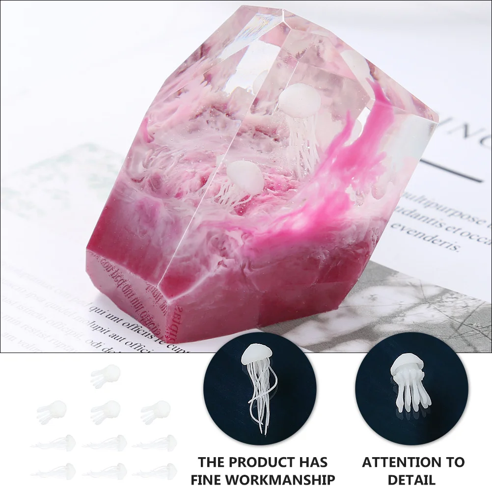 

10Pcs Mini Jellyfish Crystal Epoxy Filling DIY Craft Material for Phone Case Frame Storage Box Ornament Decoration