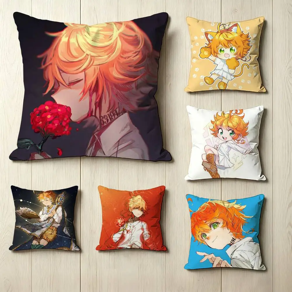 Anime T-The P-Promised Neverland E-Emma  Square Double-Sided printed Pillow Case Bedroom Bedside Pillow Sofa Cushion Cover