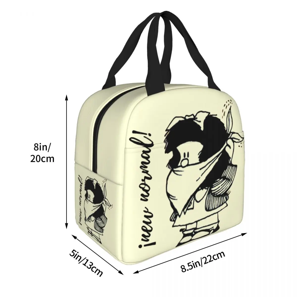 Mafalda Cartoon Borsa per il pranzo isolata Grande contenitore per il pranzo Borsa termica Tote Lunch Box Scuola Picnic Bento Pouch