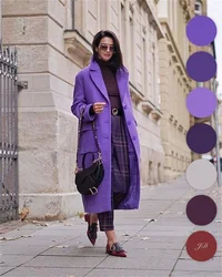 Purple Women Suit Overcoat Woolen Winter Thick Cashmere Customized 1Pcs Long Jacket Ankle Length Formal Party Prom Dress Blazer