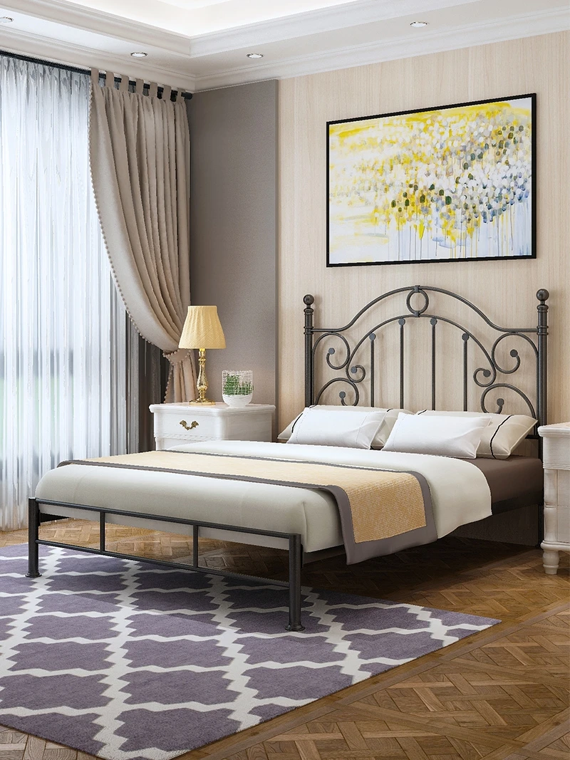 Wrought iron bed, modern simple double iron frame bed, 1.8 meters, Nordic princess, single iron, 1.5 meters, K58