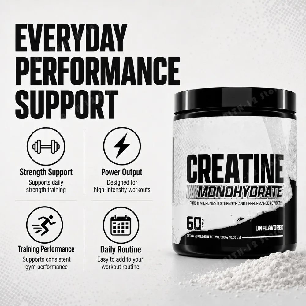 Creatine Monohydrate Powder 300g 60 Servings Micronized Unflavored Easy to Mix Strength Performance Muscle Growth Supplement