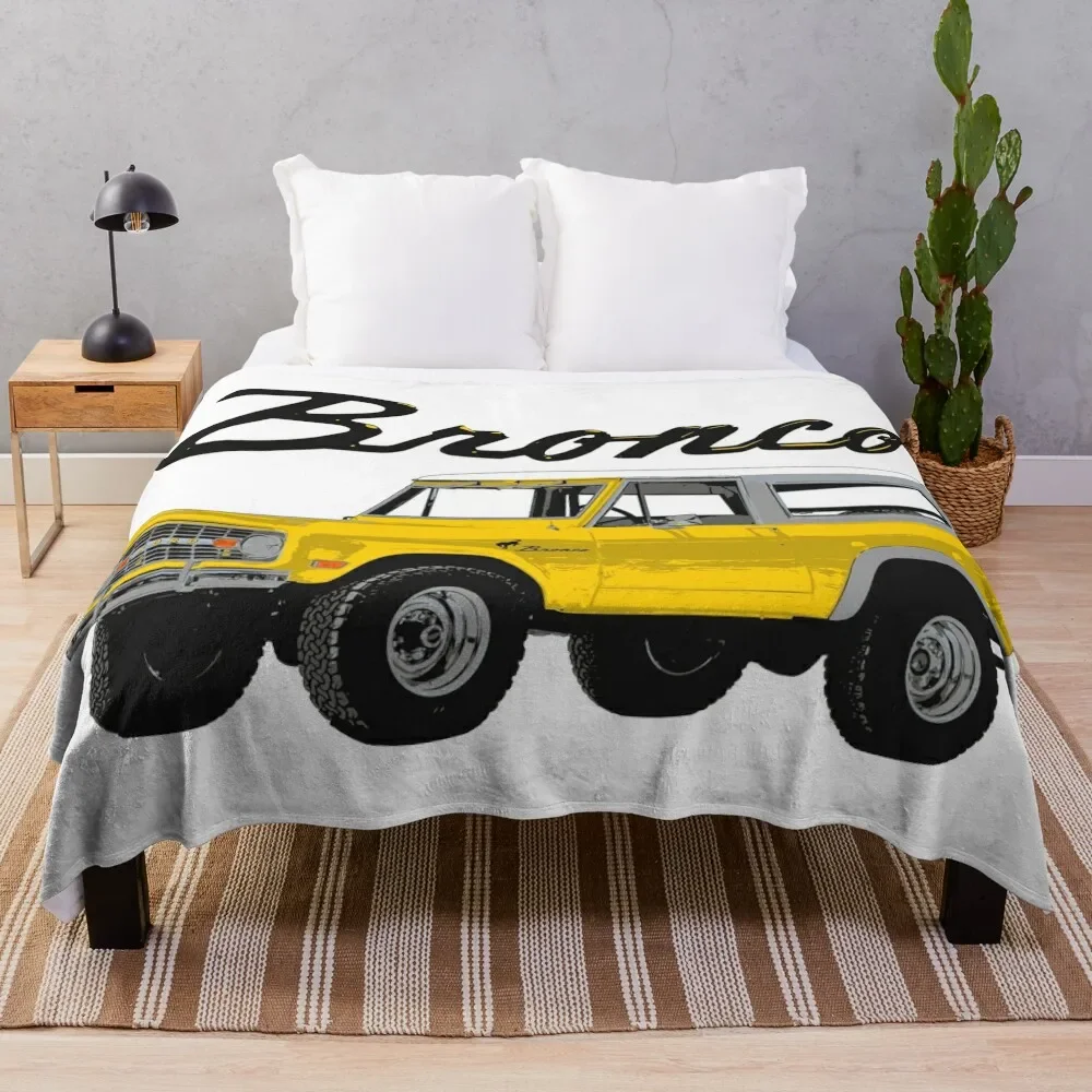 

Ford Bronco - vintage yellow (black text) Throw Blanket halloween Thin Blankets