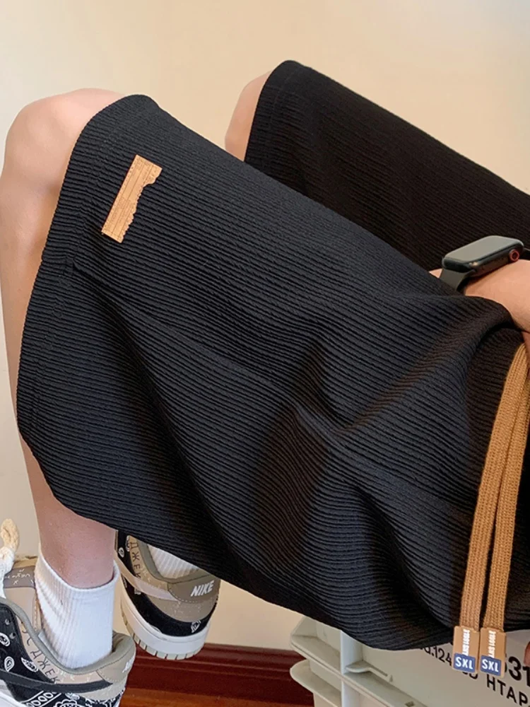 

Ice Silk Men's Shorts Summer Thin Loose Straight Casual Sports Pants Teenage American Basketball Trendy Loose Fit Breatheable