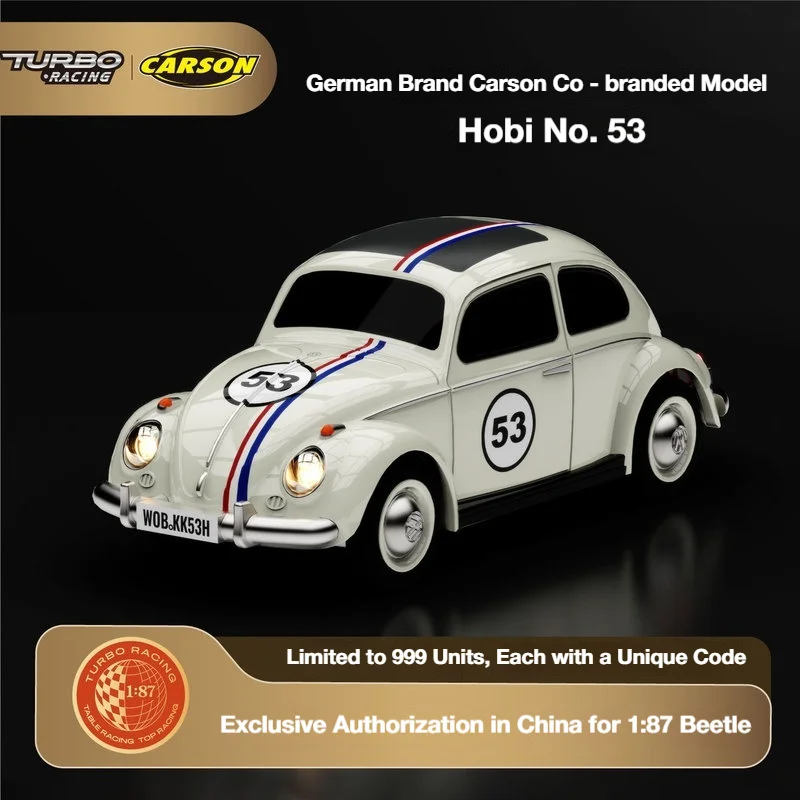 TURBO RACING 1:87 Beetle Car Ultra-Micro Simulation Beetle RC Toy Car Carson Co-Branded Genuine No. 53 Limited Edition Gift RTR