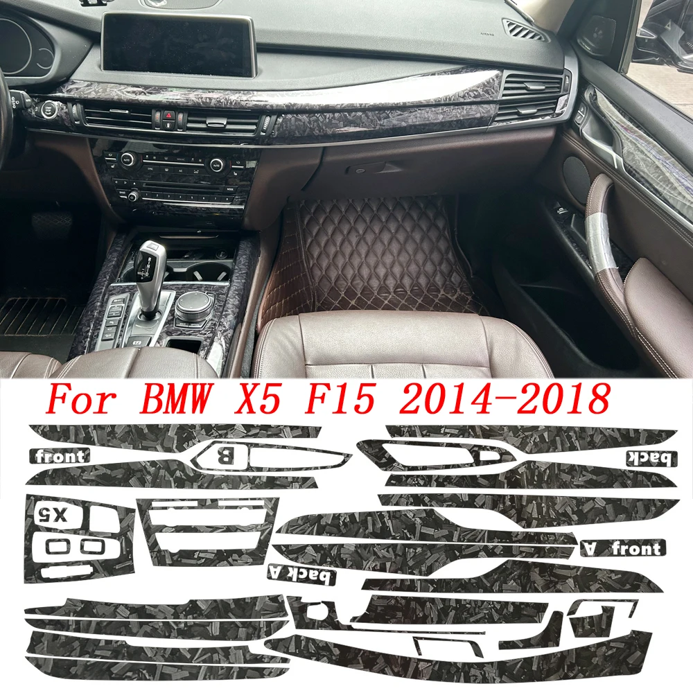 For BMW X5 F15/X6 F16 2014-2018 Interior Central Control Panel Door Handle Forged Fiber Sticker Decals Car Styling Accessories